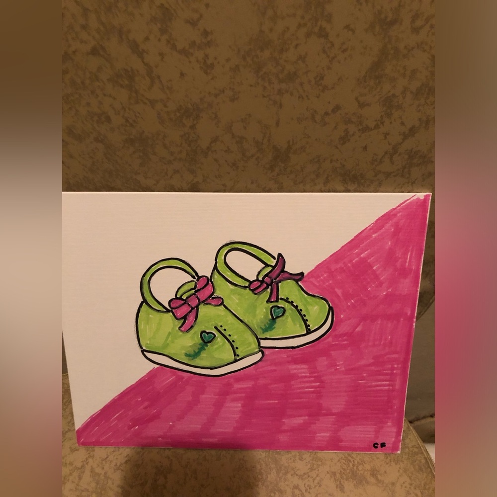 Baby bootie picture 8x10 canvas borad